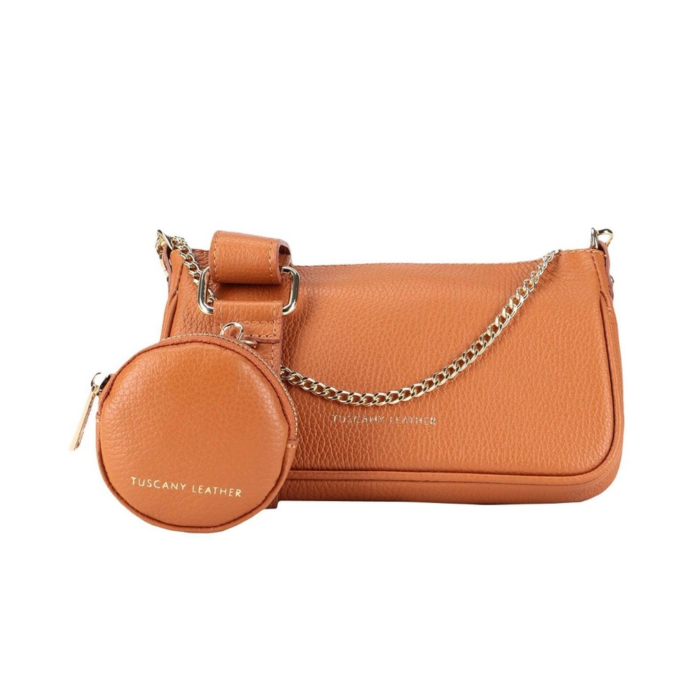 RARE Tuscany Leather Camel Double Sling Bag - Picture 2 of 15